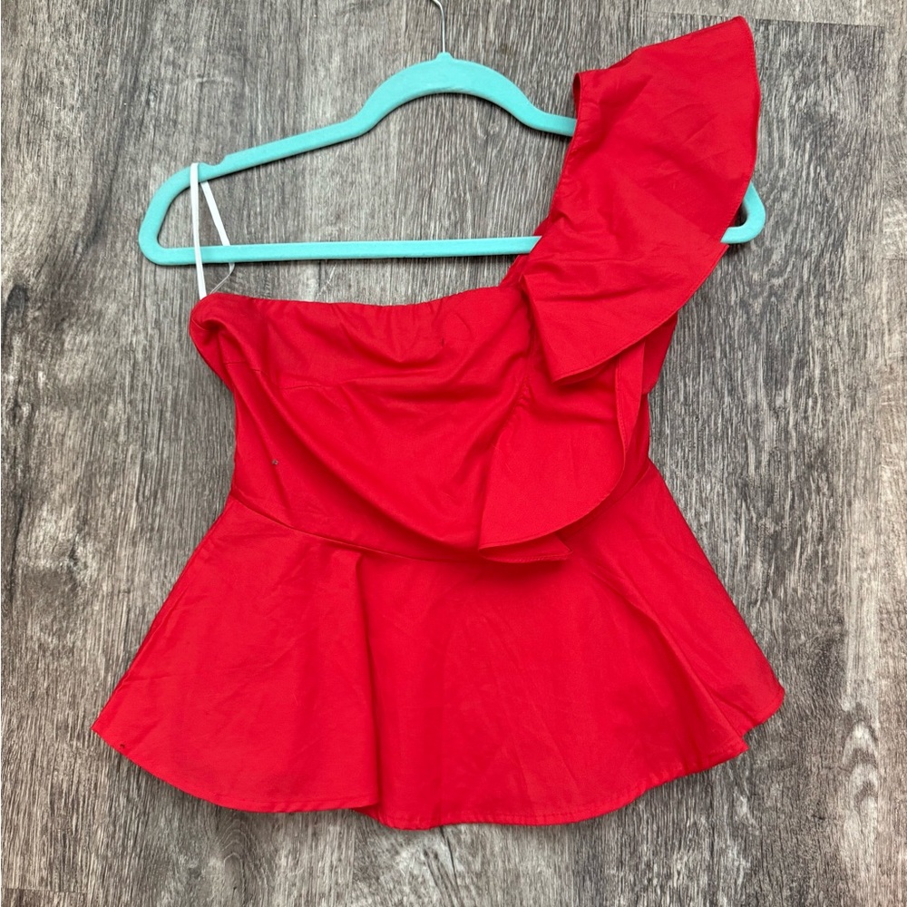 SHEIN Vibrant Red Zip-Up Top